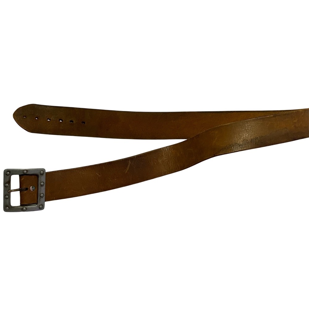 Unbranded Leather Belt Mens Brown Good‎ Riveted Buckle Industrial Rugged Style